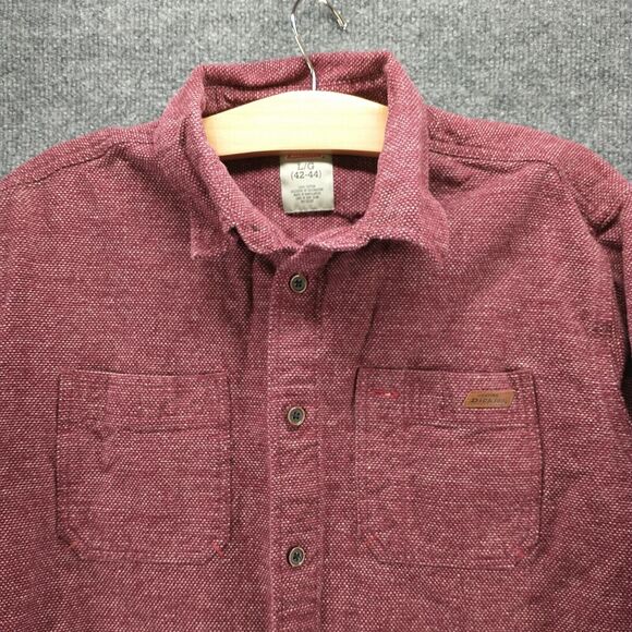Dickies Men's Button Up Shirt Red Large Long Sleeve Chest Pocket Cotton Casual - Picture 3 of 12